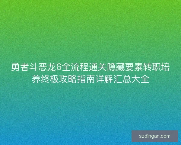 勇者斗恶龙6全流程通关隐藏要素转职培养终极攻略指南详解汇总大全